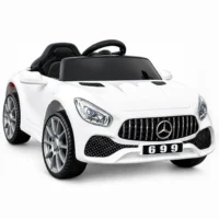 detski avtomobil na akumulator mercedes 699-1 vo bela boja so crno sedishte