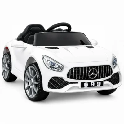 detski avtomobil na akumulator mercedes 699-1 vo bela boja so crno sedishte
