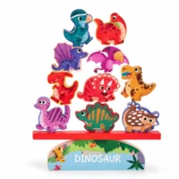 drvena igra so dinosaurusи so shareni figuri za balansiranje